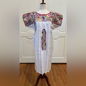 San Antonino Maxi Dress,Oaxaca Mexican dress.Hand Embroidered with Silk Thread.